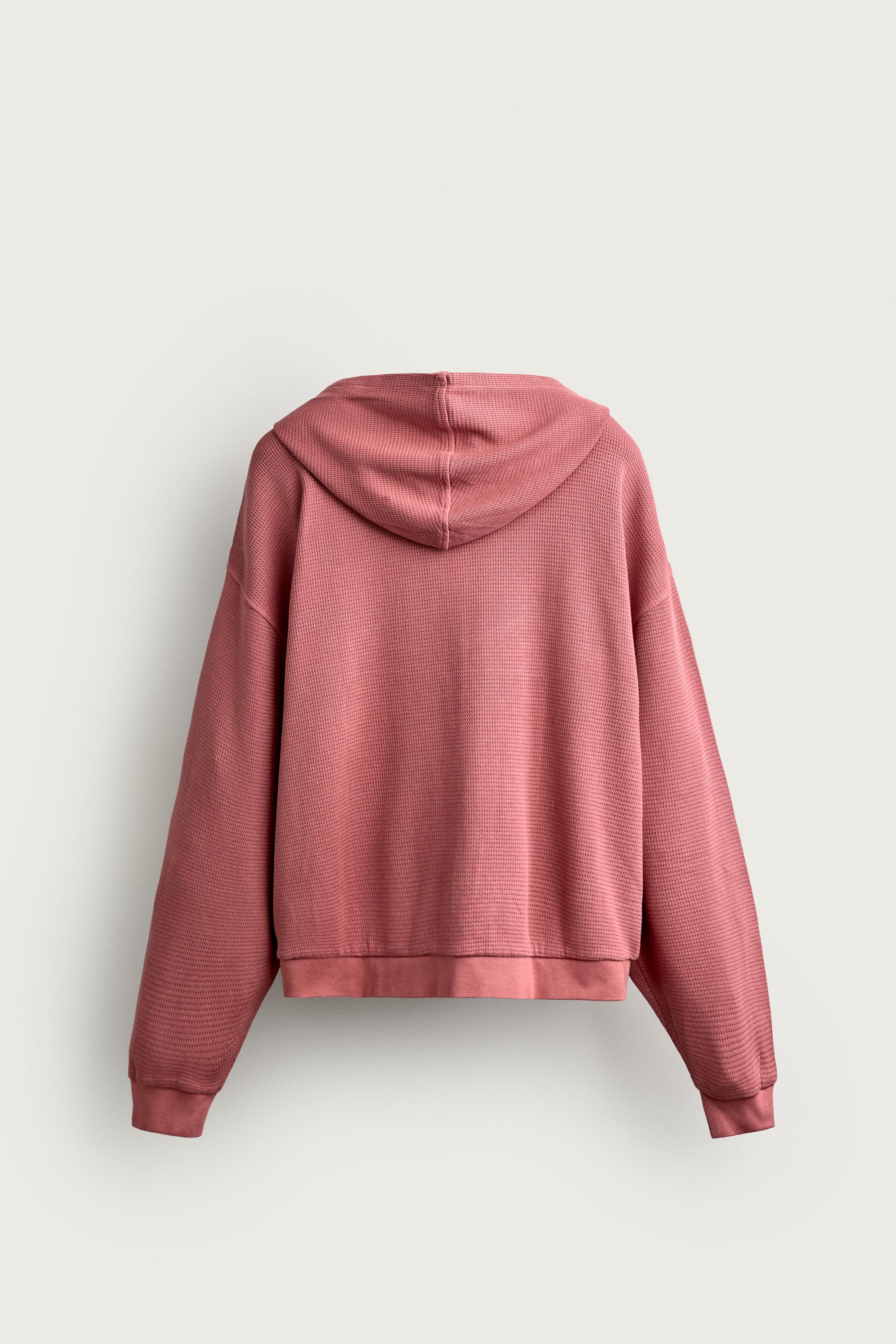 Zara GOFRE DOKULU KAPÜŞONLU SWEATSHIRT görsel 7