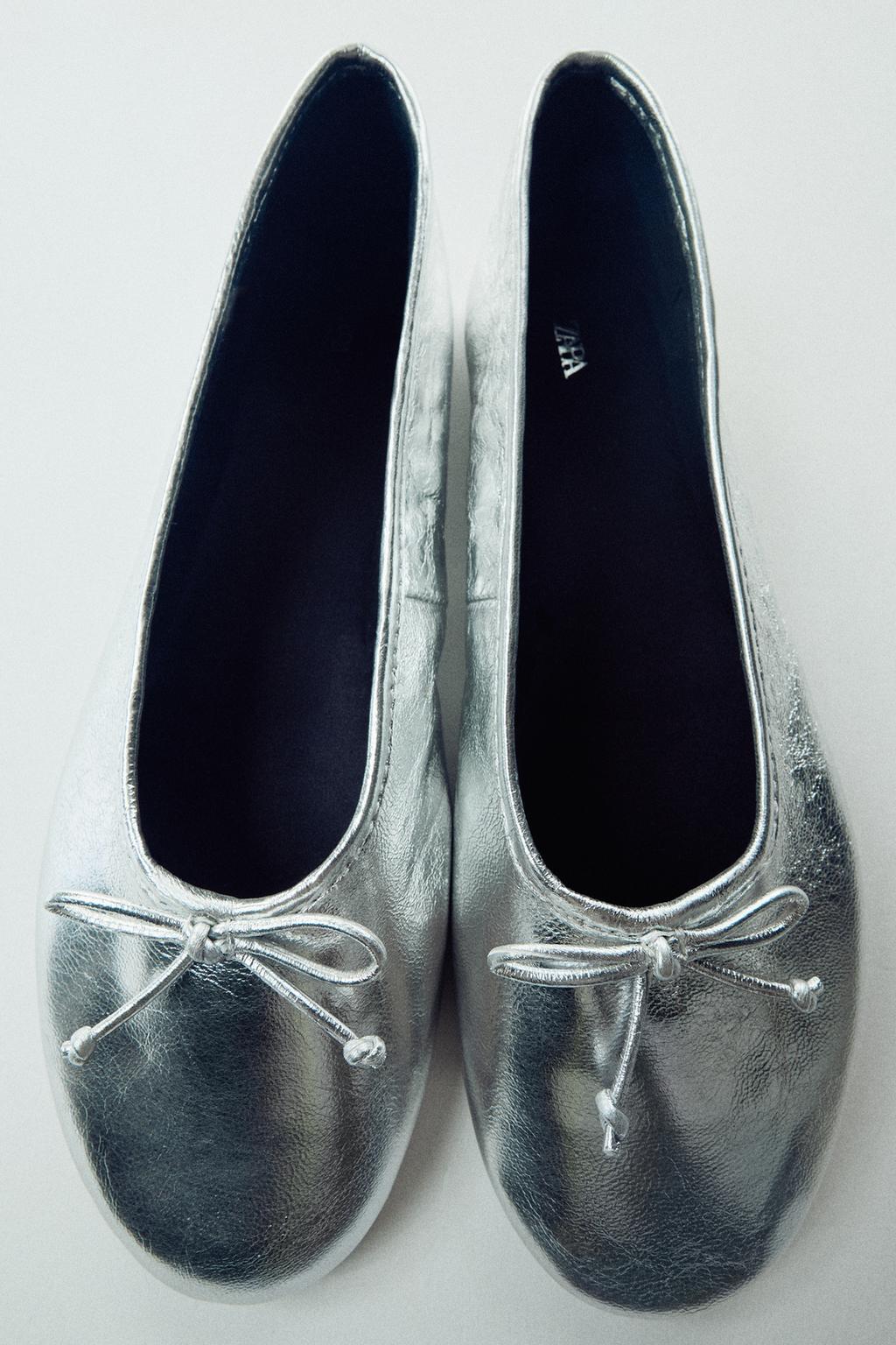METALLIC LEATHER BALLET FLATS