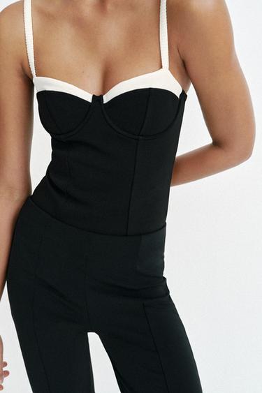 BODY TIRANTES CONTRASTE - Negro / Blanco de Zara