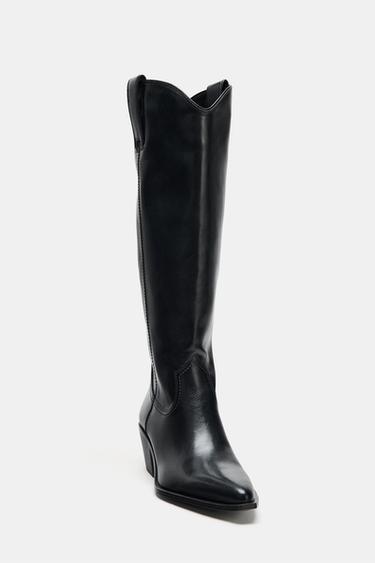 COWBOY KNEE-HIGH BOOTS - Black by Zara - Image 6