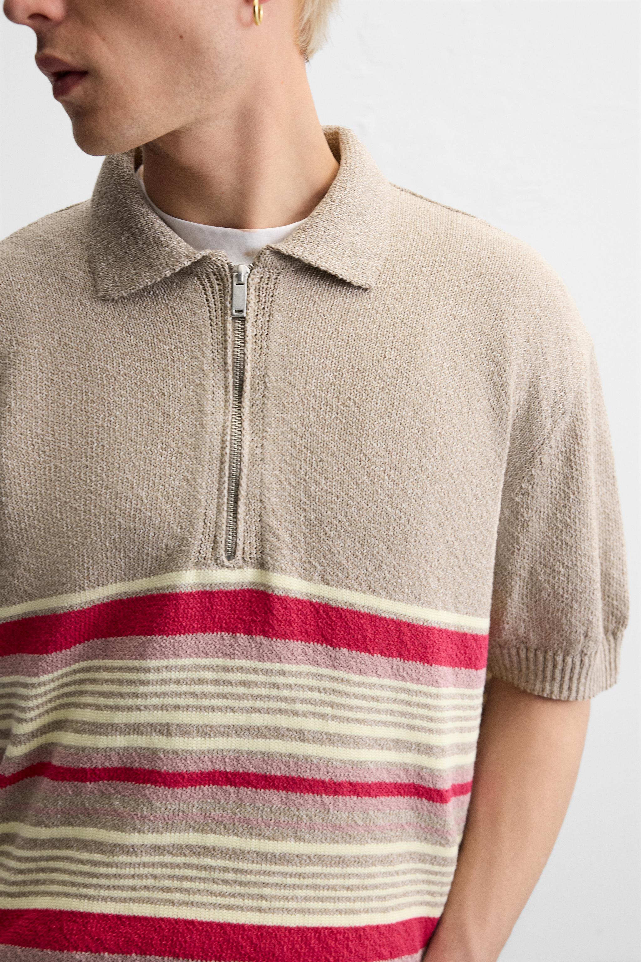 QUARTER ZIP KNIT POLO - Sand | ZARA United States QUARTER ZIP KNIT POLO - Sand | ZARA United States