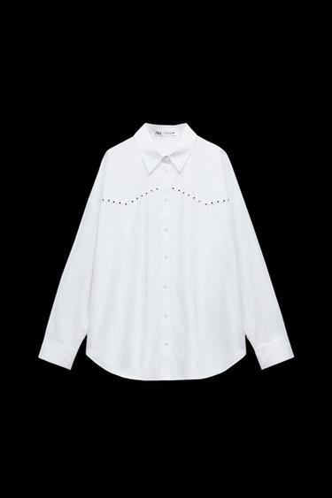 OVERSIZE-POPELINHEMD MIT NIETEN - Weiß von Zara - Bild 0