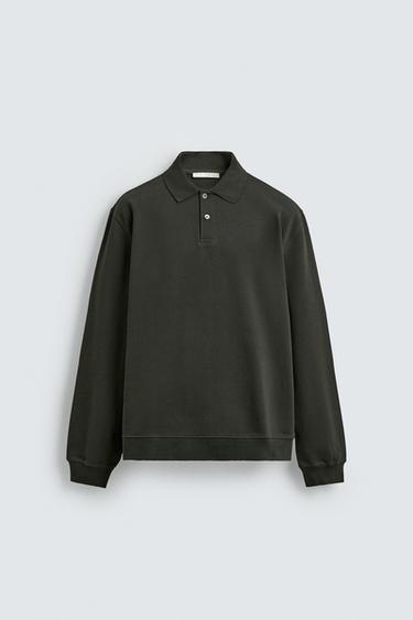 Zara REGULAR FIT TEXTURED POLO - Bottle green