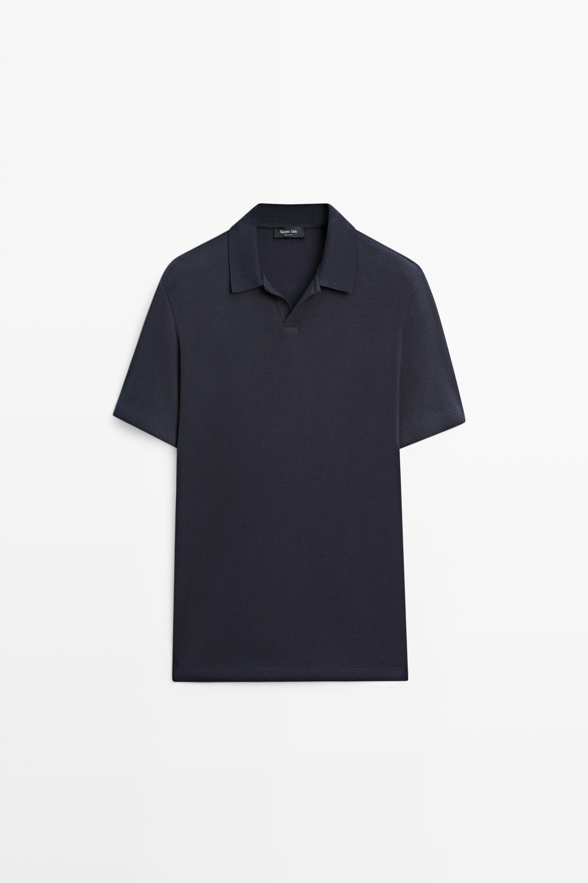 Textured 100% cotton polo shirt
