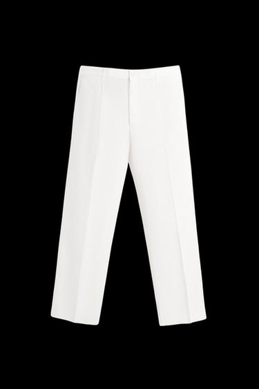 PANTALÓN FLUIDO PLIEGUES - Blanco de Zara - Imagen 0