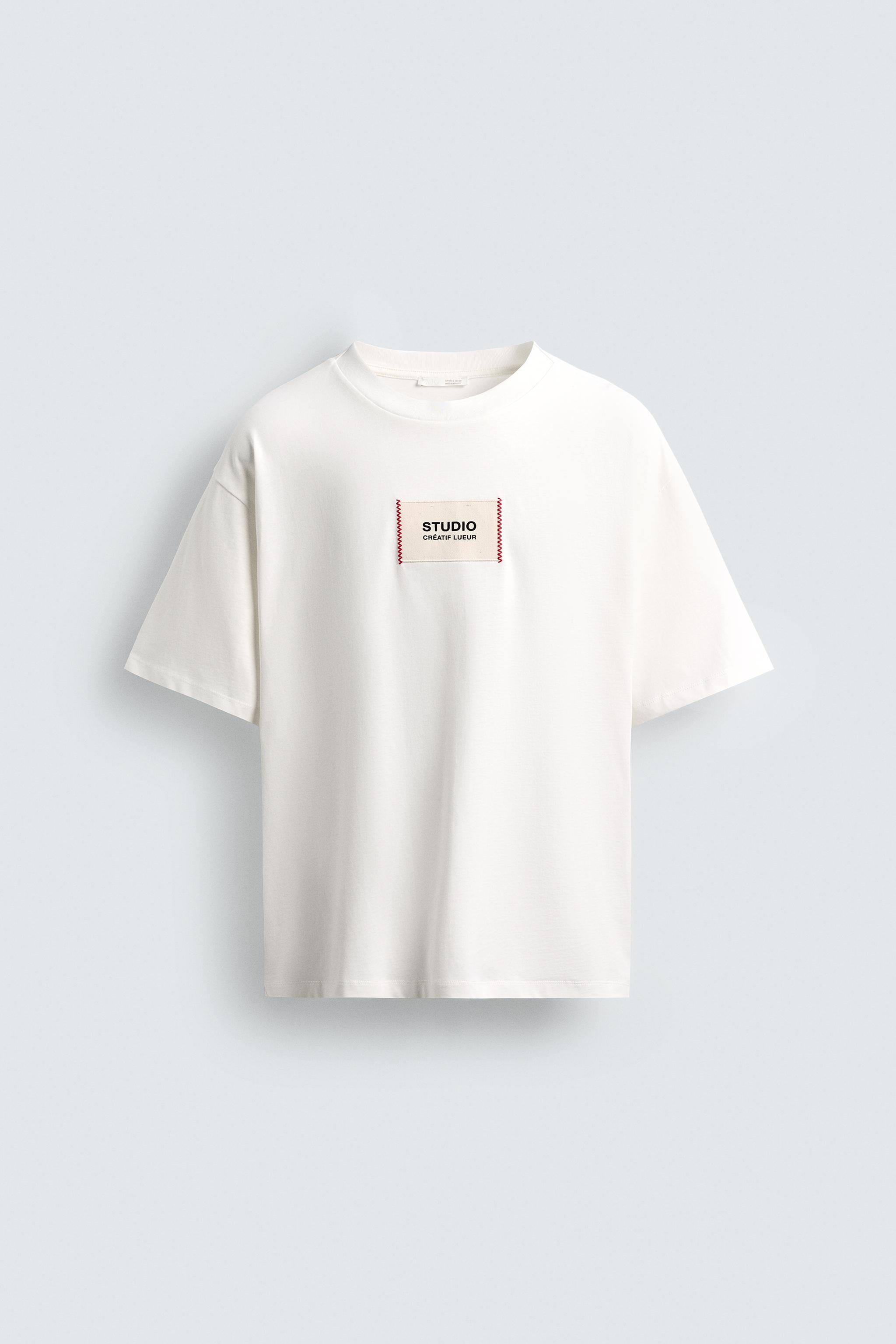 TEXT PATCH T-SHIRT - White | ZARA United States