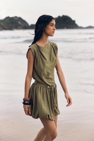 Zara PUFFED MINI SKIRT - Dark khaki - Image 0