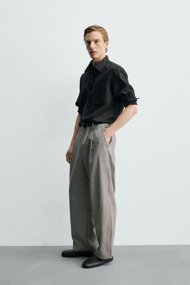PANTALON RELAXED EN LIN ET COTON - Écru / Noir de Zara - Image 3