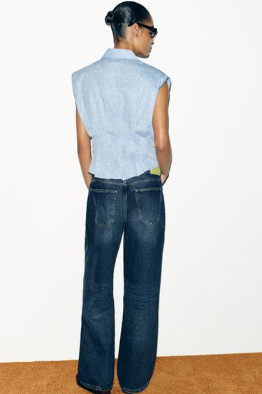 LINEN BLEND DARTED TOP - Blue by Zara - Image 4