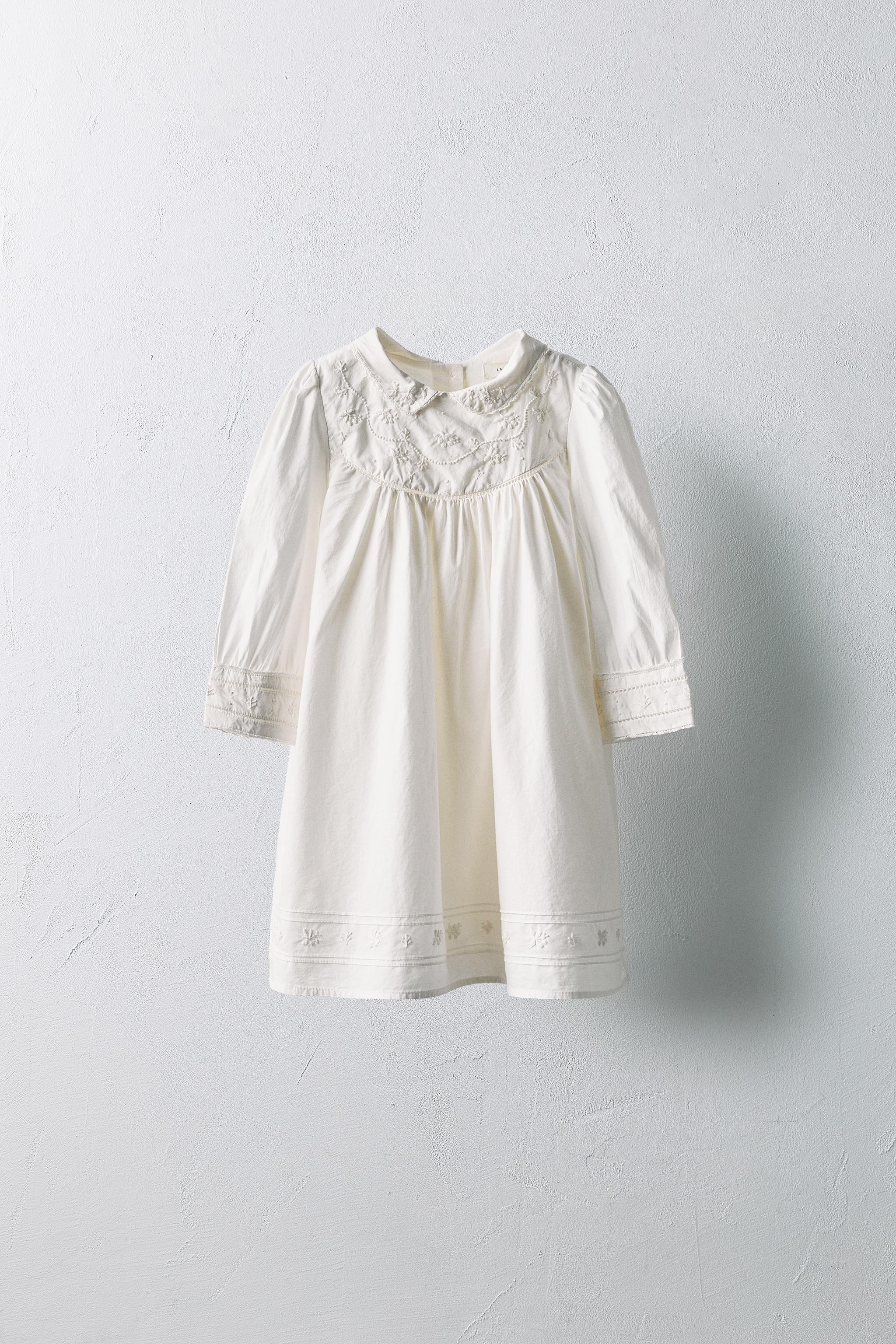 AGES 2-5/ LIMITED EDITION POPLIN DRESS WITH EMBROIDERED