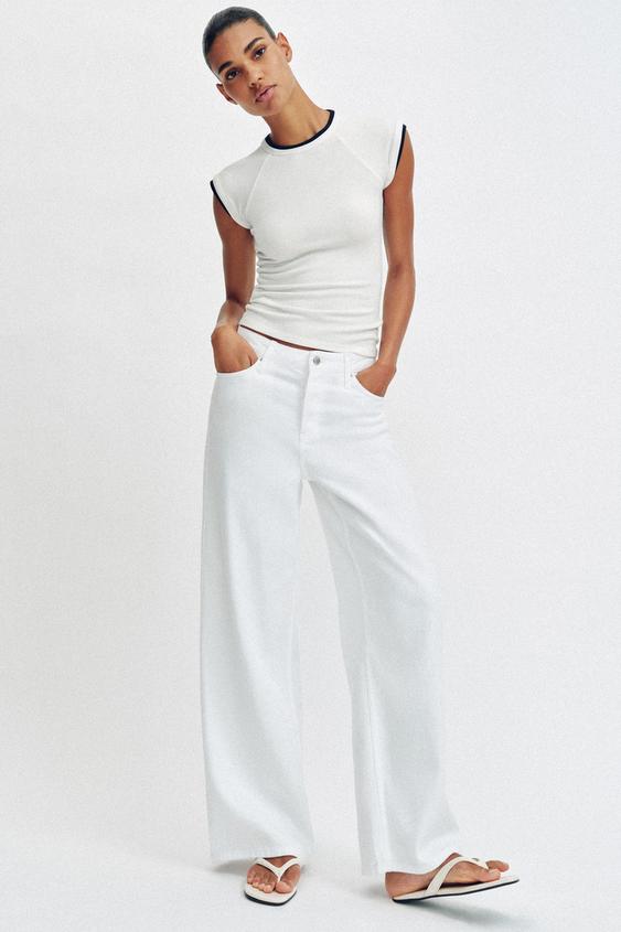DOUBLE SHORT SLEEVE EFFECT T-SHIRT - Oyster-white by Zara - Image 0