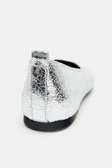 METALLIC EFFECT BALLET FLATS - Silver by Zara - Image 4