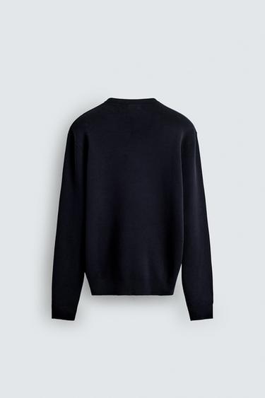PULL REGULAR FIT EN COTON - Bleu marine foncé de Zara - Image 7