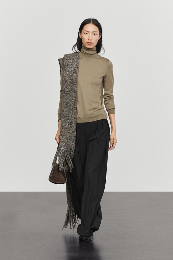 Zara Wool-blend turtleneck knit sweater - Dark salmon - Image 0