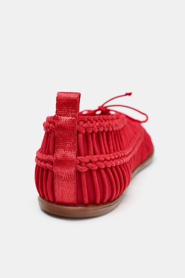 BRAIDED SHOES WITH LACES - Red by Zara - Image 5