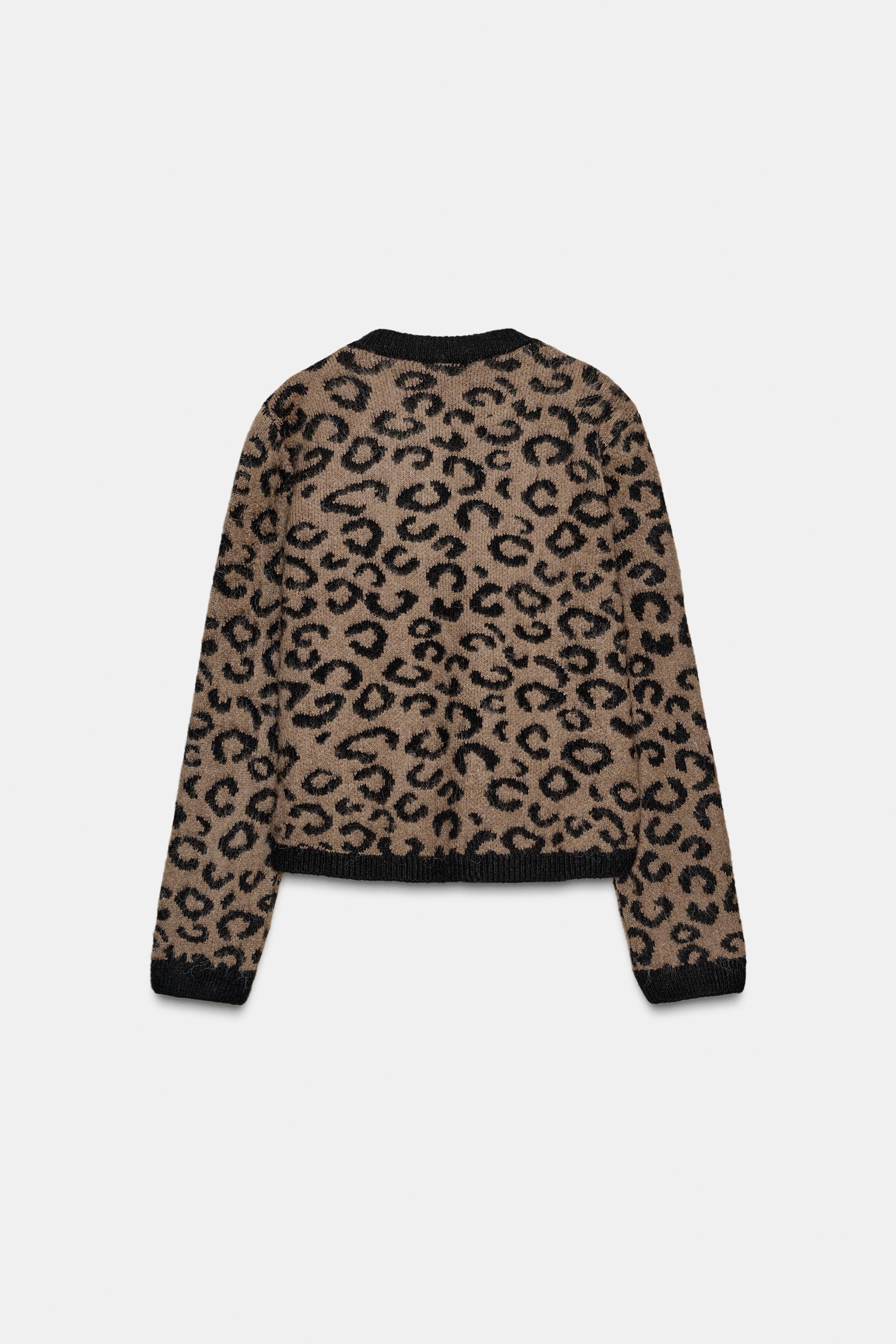 ANIMAL JACQUARD KNIT CARDIGAN - Leopard | ZARA United States