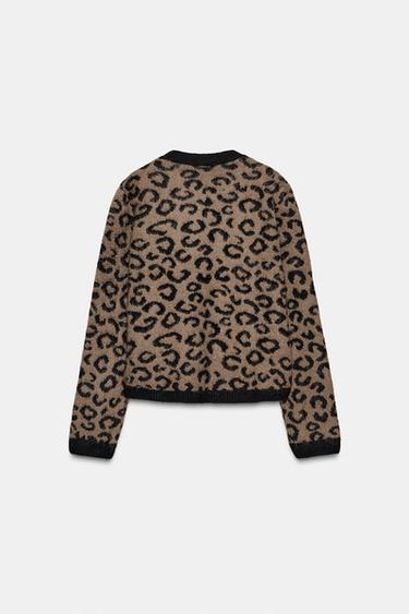 ANIMAL JACQUARD KNIT CARDIGAN - Leopard by Zara - Image 5