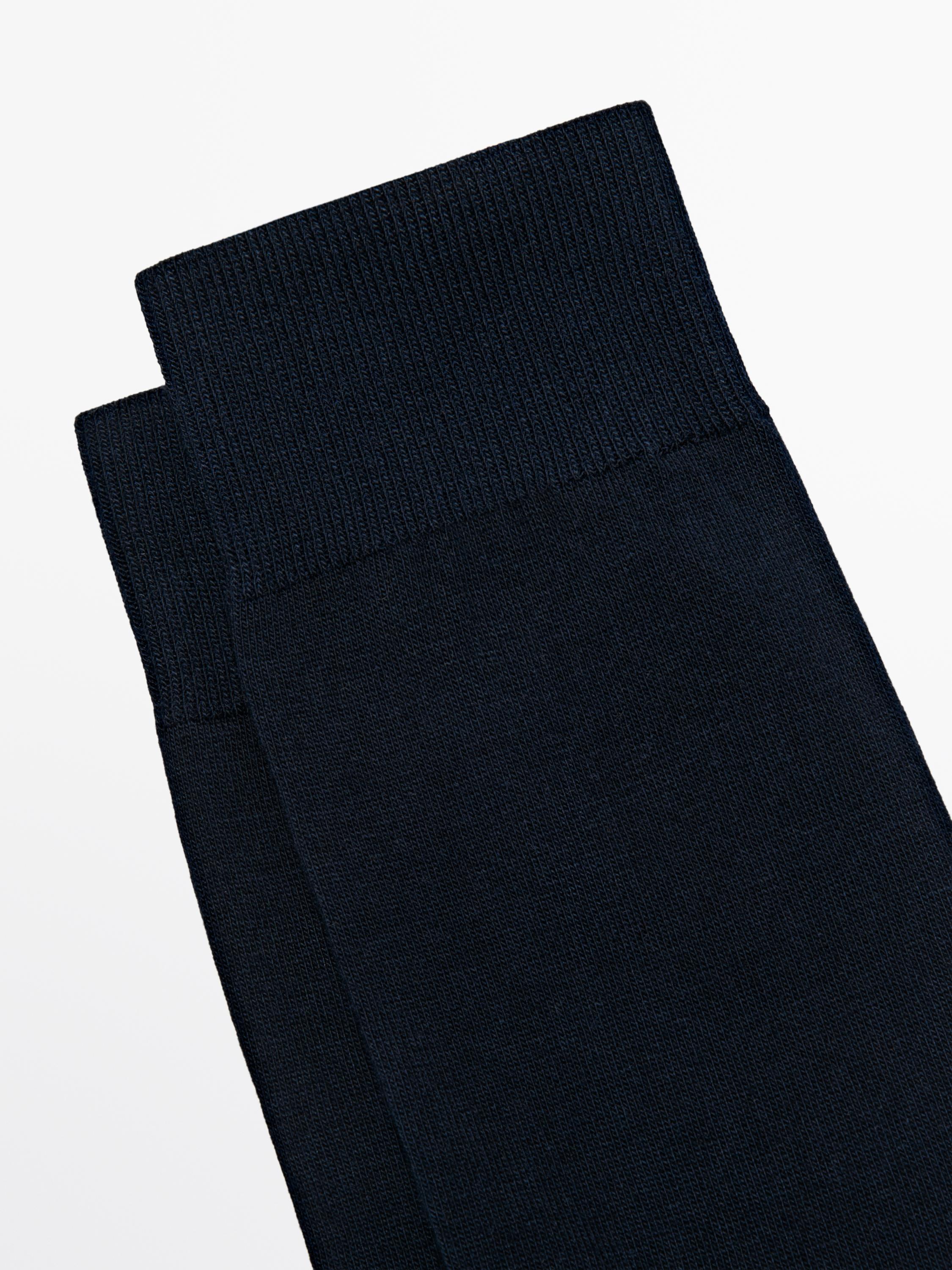 Chaussettes unies en maille de coton mélang