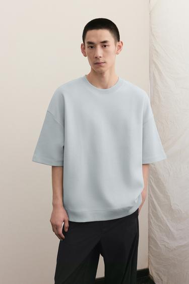 Zara 雙面針織科技運動衫 - 淡藍色