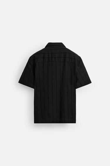 STRIPED JACQUARD SHIRT - Black by Zara - Image 7