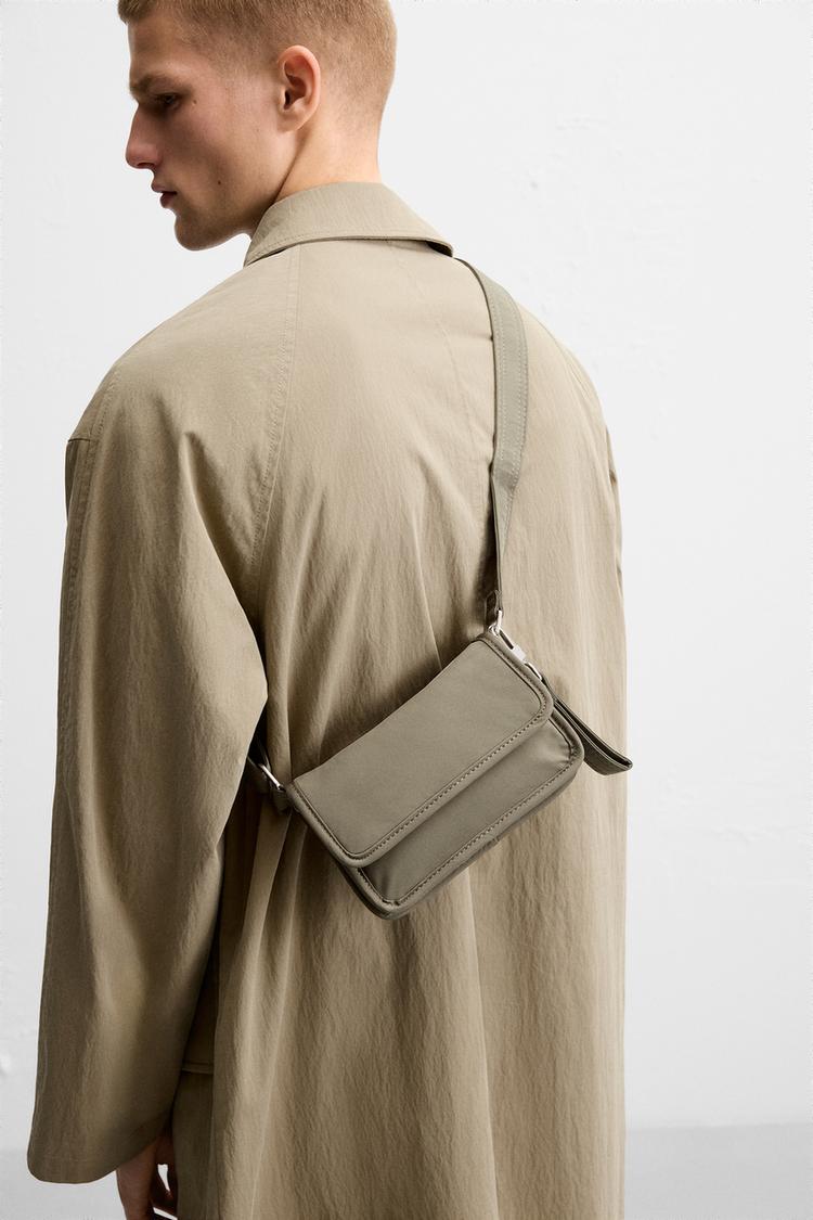 Zara Khaki Bag NYLON CROSSBODY BAG WITH FLAP Khaki Green ZARA