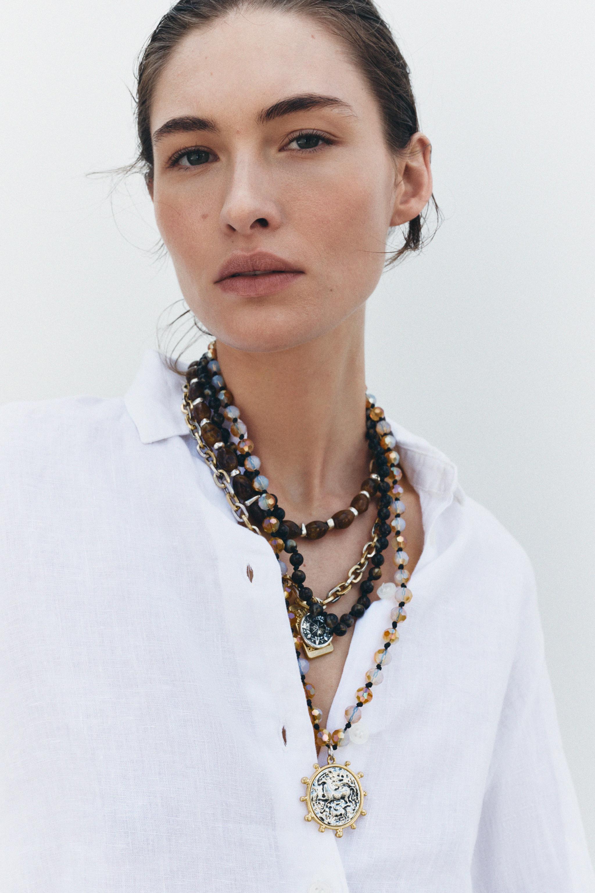 ★ZARA★ビーズ＆コインネックレス 4本セット ビーズ＆コインネックレス 4本セット - シルバー | ZARA Japan
