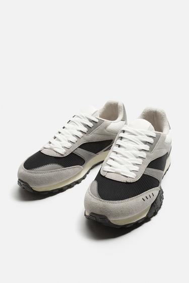 RETRO LEATHER TRAINERS - Grey by Zara - Image 5