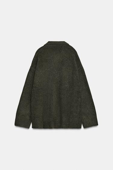 SOFT-TOUCH KNIT POLO JUMPER - Green marl by Zara - Image 6