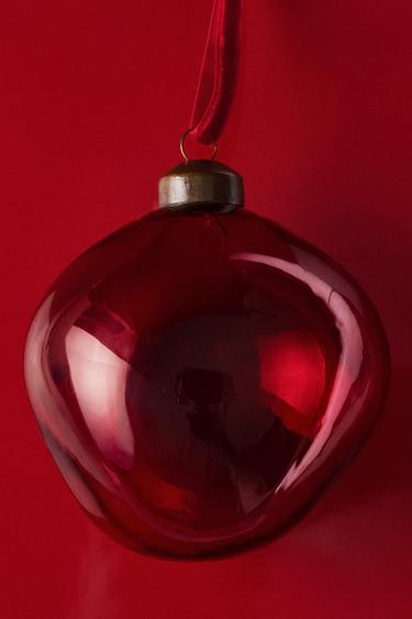 Onregelmatige borosilicaat kerstbal - Rood van Zara