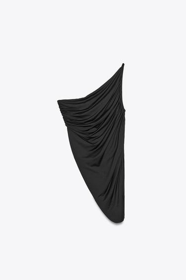 DRAPED ASYMMETRIC BODYSUIT - Black by Zara
