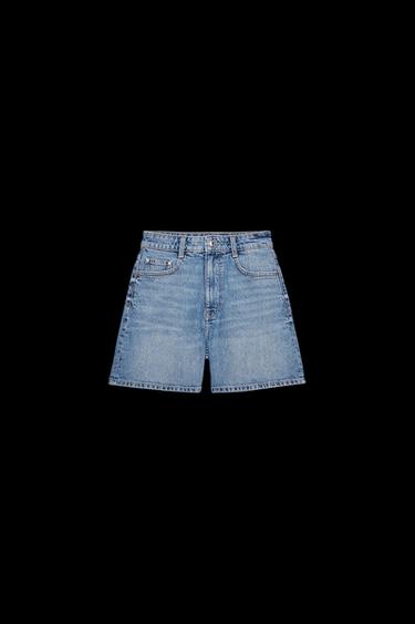 SHORTS Z1975 MOM FIT MIT HOHEM BUND - Mittelblau von Zara