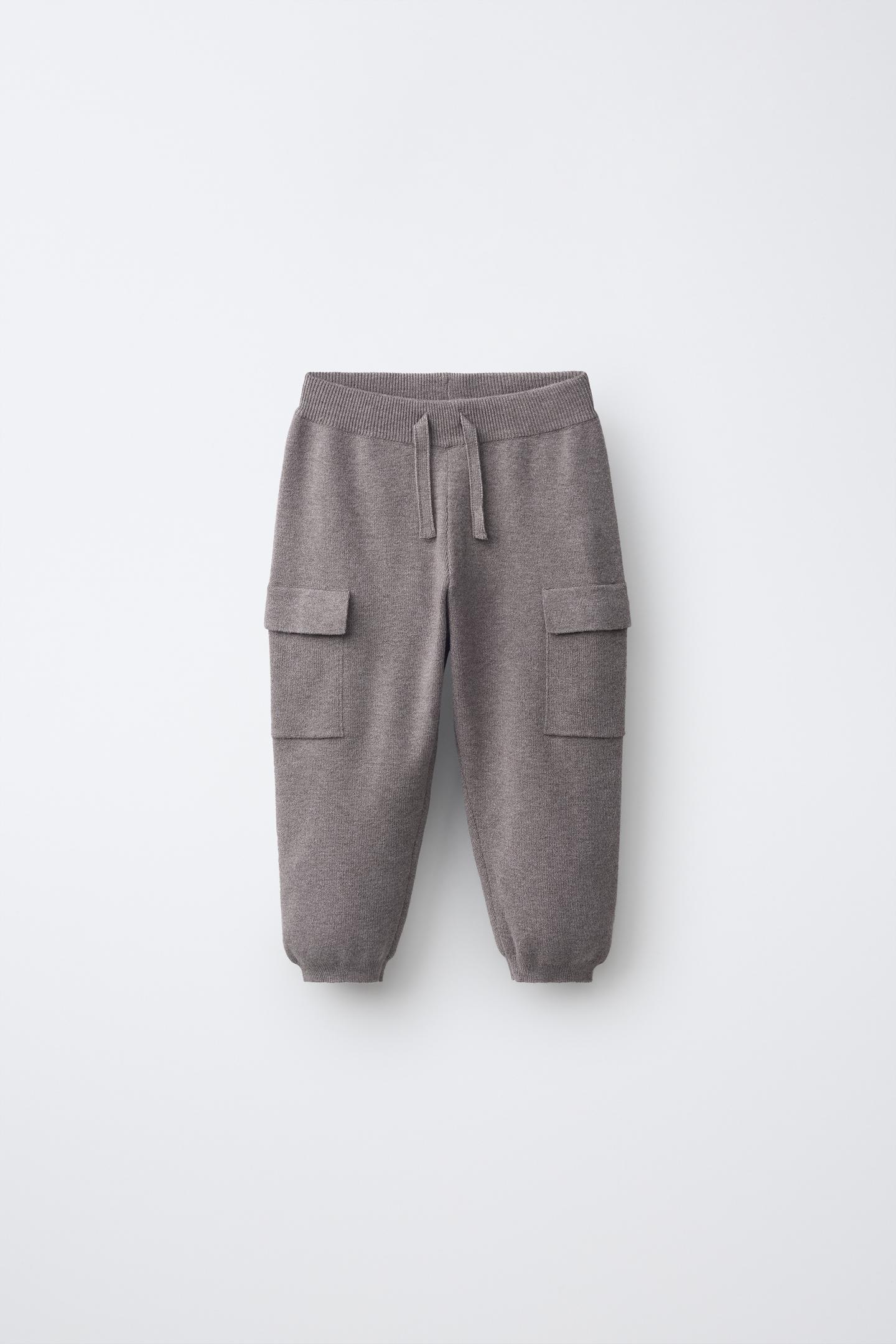 Детские брюки Zara Knit Cargo Jogger, цвет: Коричневый / Серо-коричневый