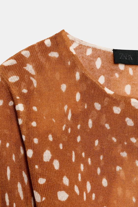 TOP EN MAILLE À IMPRIMÉ ANIMALIER - unique de Zara - Image 7