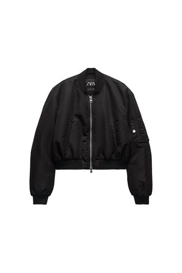 CROPPED NYLON BOMBER JACKET