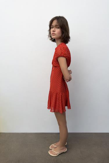 VESTIDO CORTO LUNARES - Rojo / Blanco de Zara