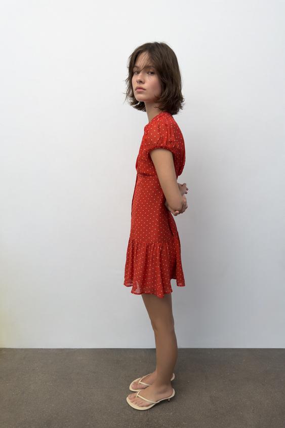 zara sheer red polka dot dress In-Between  @hellohihaley