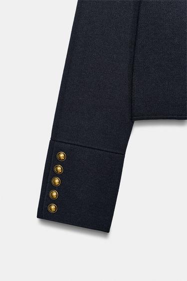 GILET EN MAILLE BOUTONS - Bleu marine de Zara - Image 6
