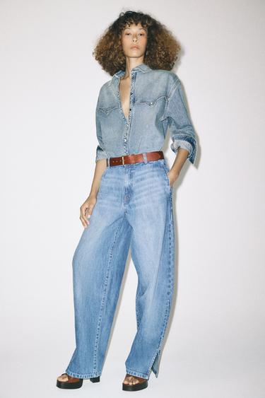 JEANS ZW COLLECTION BALLOON - Azul da Zara