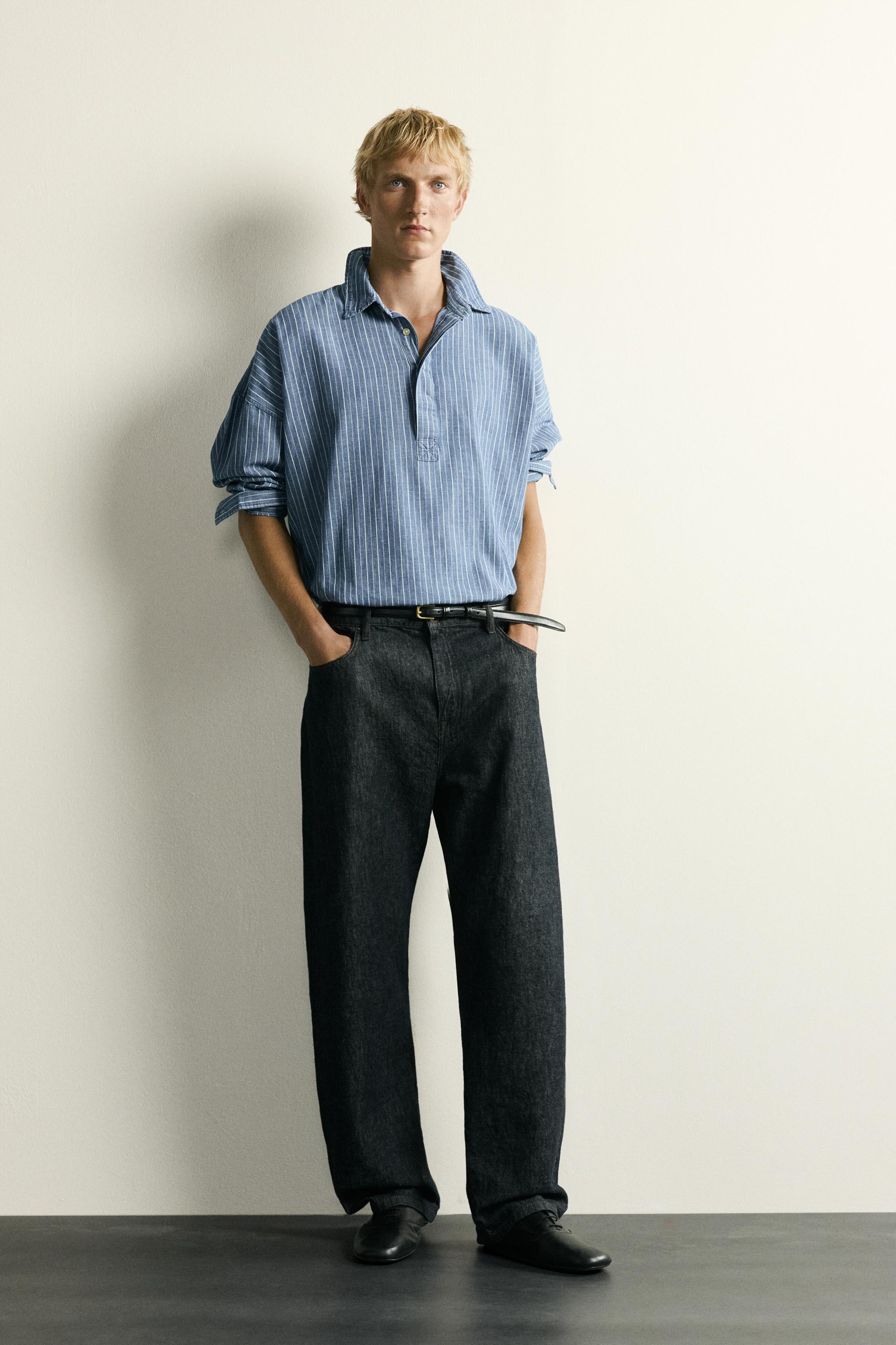 ストライプ ライトデニム ポロシャツ - ブルー | ZARA Japan / 日本
