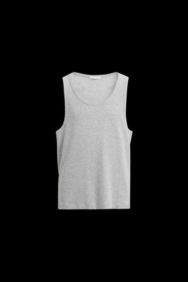 BASIC-TANK-TOP MIT RIPPENMUSTER - Grau meliert von Zara - Bild 0