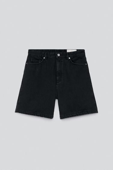 WIDE-FIT DENIM SHORTS — Black 1