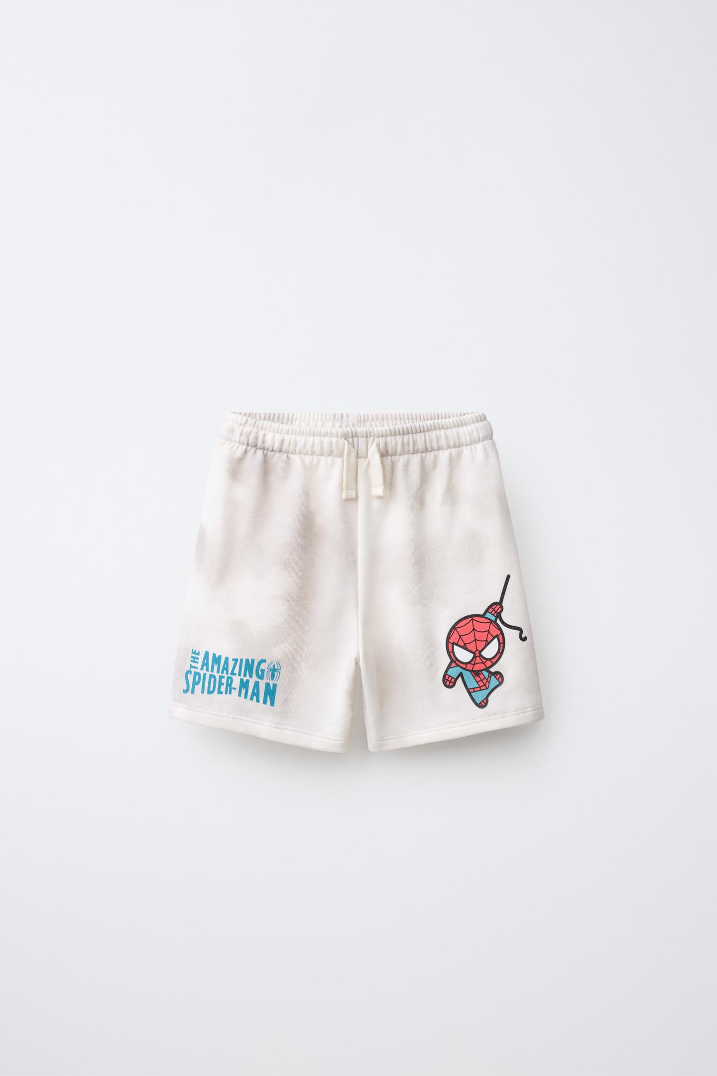 Детские шорты Zara Spider-Man © Marvel Tie-Dye Sweat Shorts, цвет: Ледяной — фото 1