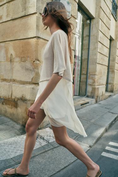 Zara CONTRASTING TOP - Sand