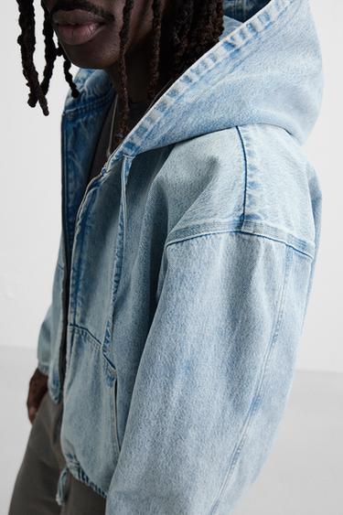 HOODED DENIM JACKET - Light blue by Zara - Image 6