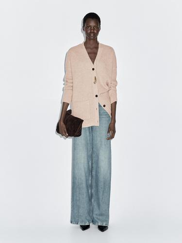 Zara 100% wool knit cardigan - Beige - Image 0