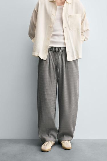 PLEATED TEXTURED TROUSERS - Grey by Zara