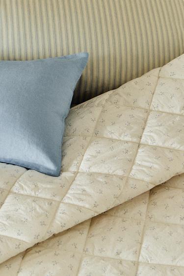 Zara CHILDREN'S FLORAL PRINT QUILT - Ecru