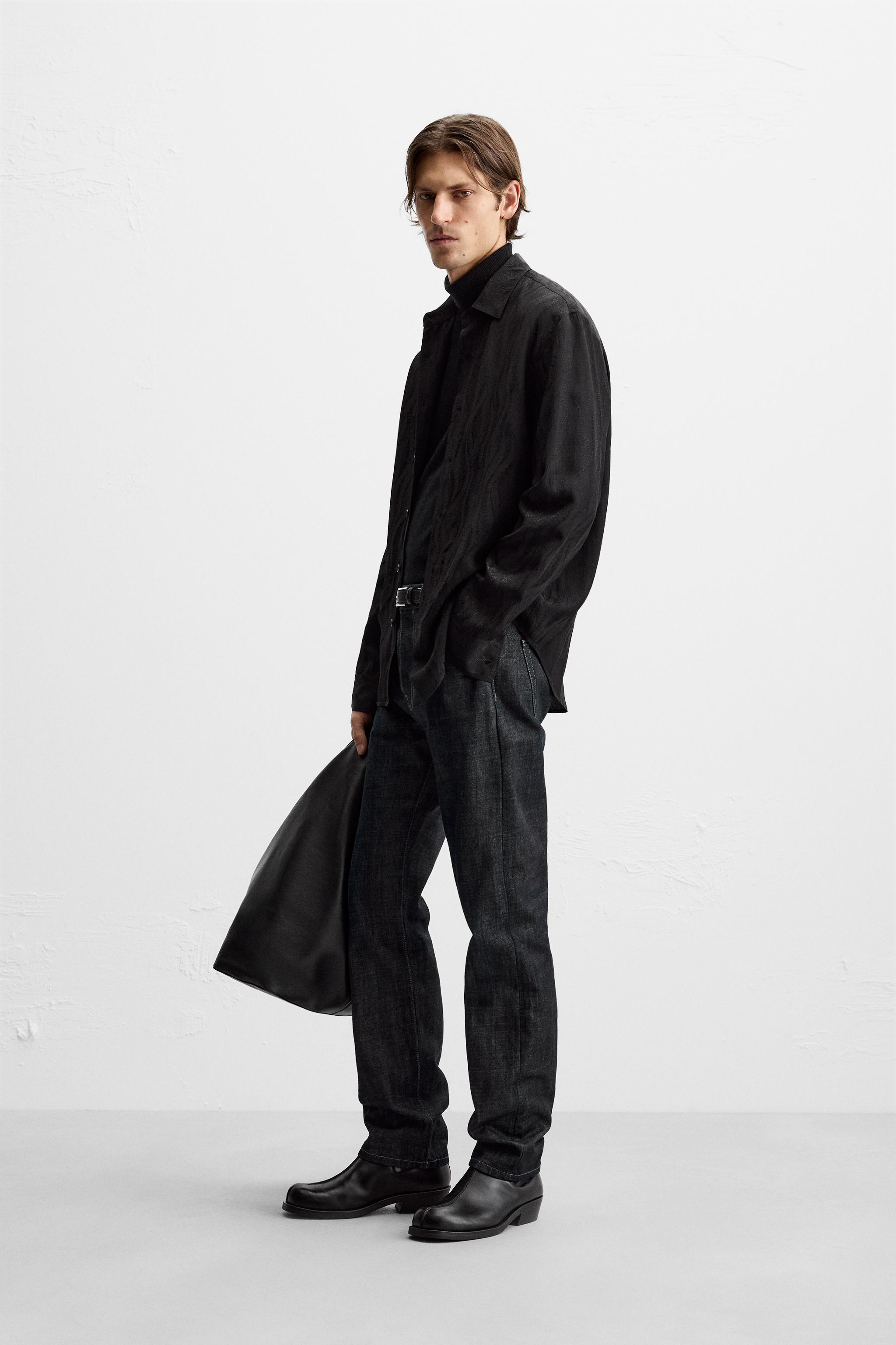 【ZARA】RELAXED FIT ジャカードシャツ ブラック | 3772/292/800 シャツ RELAXED FIT - ブラック | ZARA Japan / 日本