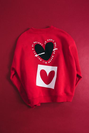 HEART SWEATSHIRT - Red by Zara
