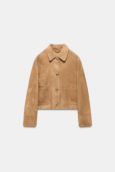 ZW COLLECTION LIMITED EDITION 100% SUEDE LEATHER JACKET - camel by Zara - Image 5